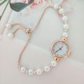 1 Pcs Watch for Women Elegant Bracelet Set Rose Gold , GOld & Silver Heart Rhinestone Women's Quartz Watch with Pearls Bangles Women's Bracelet Watches. 