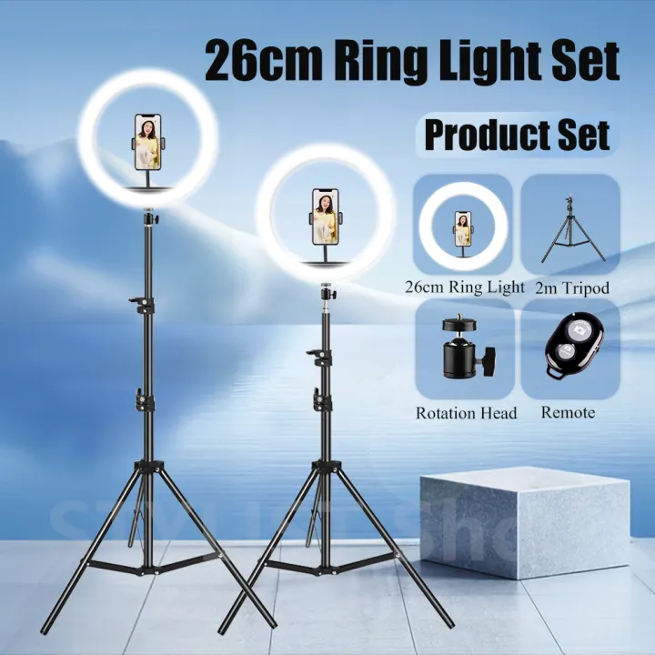 26CM%20Selfie%20Ring%20Light%20with%20Tripod%20Stand,%20Cell%20Phone%20Holder%20Dimmable%203%20Light%20Modes%20-%20Image%202