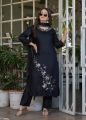 Women’s Viscose Rayon Embroidery Straight Kurta with Pant and Dupatta Set By Sapnaaz Fashion. 