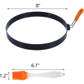 8 Inch Nonstick Omelette Ring With Silicone Insulated Handle Round Egg Rings Molds With Oil Brush. 