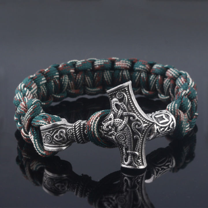 Ancient%20Norse%20Bracelets%20Thor%20Mjolnir%20Paracord%20Amulet%20Runes%20Beads%20Hand%20Made%20Rope%20Wrap%20Bangles%20Gift%20-%20Image%202