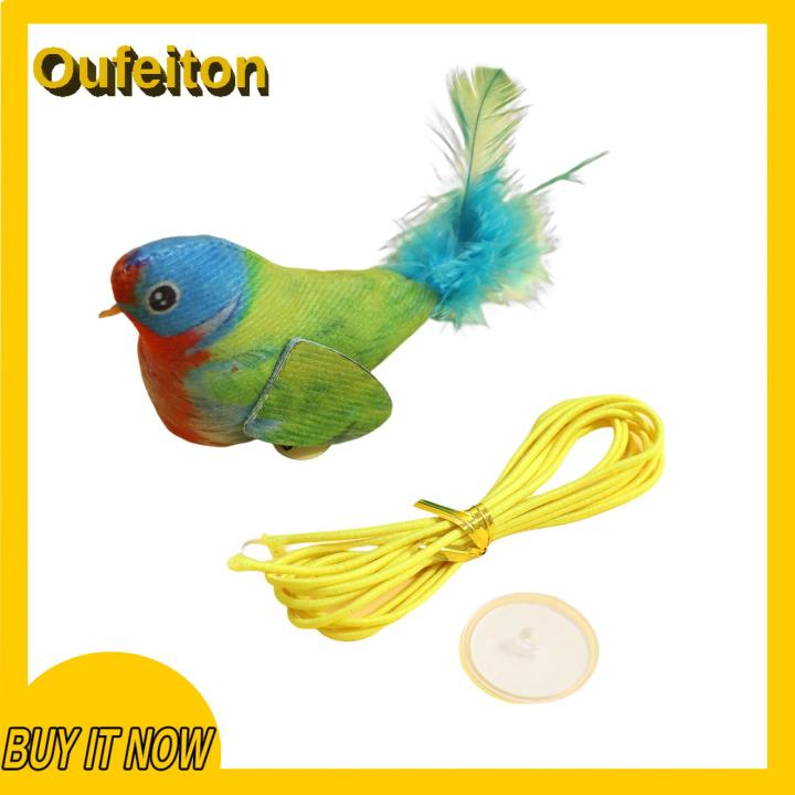 Oufeiton Interactive Playth for Cats Realistic Interactive Chirp Bird Cat Toy with Feather Lifelike Sound for Indoor for Interactive