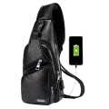 Black Color Plain Design Leather Side Cross Body Bag For Men. 