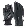 Black Front Zippered Black Waterproof And Windproof Touchscreen Glove. 