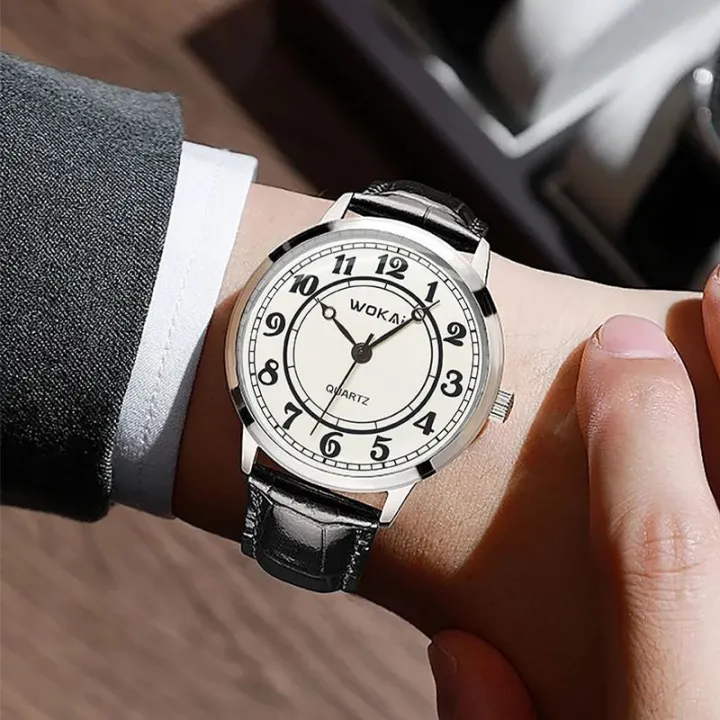 Wokai%20Men's%20Watch%20Quartz%20Movement%20Classic%20Simple%20Large%20Dial%20Casual%20Stylish%20Wristwatch%20-%20Image%204