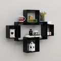 Floating Wall Rack Shelves Decorative, Home for Living Room and Bedroom & Office MDF Wall Shelf (Number of Shelves - 5) (Black). 