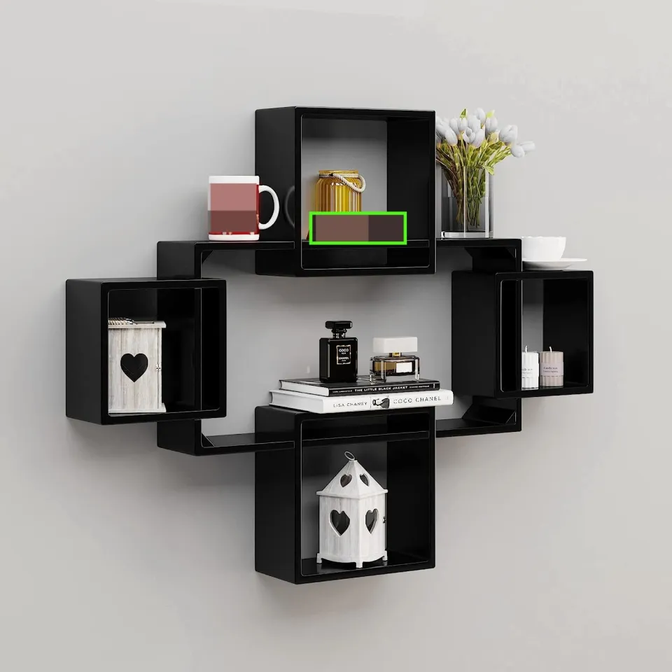 Floating Wall Rack Shelves Decorative Home for Living Room and Bedroom Office MDF Wall Shelf Number of Shelves 5 Black Daraz .np