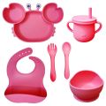Set of Six Crab Design Silicone Baby Feeding Set – BPA-Free Lunch Plate, Bowls with Suction Cups. 