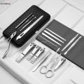 Asinrn ERosIon 9/16/19Pcs Manicure Set Black Stainless Steel Nail Clippers Cuticle Nipper Pedicure Professional Care Tool Cleaning Grooming Kit. 