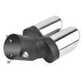 FORIDE 2X Car Universal 63mm Stainless Steel Dual Outlet Exhaust Pipe Muffler Tail Throat Muffler Tip Pipe Grilled Black. 