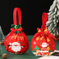 Fabric Gift Bag Festive Handle Reusable Drawstring Bag Multi-size Storage Bag for Christmas New Year Party Jewelry Kids. 