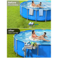 Outdoor Pool Storage Container Basket with Pool Cup Holder, Outdoor Pool Storage Container Basket for Above Pool/Frame Pool. 