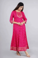 Prakhaya Women Printed Viscose Rayon Gown Kurta  (Pink). 