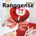 Ranggense Luxury 50pcs Red Heart Bow Lollipop Decorating Cards For Valentine's Day Wedding Birthday Party Supplies Candy Decorations Favors Gift. 