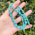 【Pocket king VOX】SAY HELLO Handmade Boho Turquoises Beaded Asymmetric Necklaces for Wo Female Small Big Stone Beads Necklaces Jewelry C0244. 