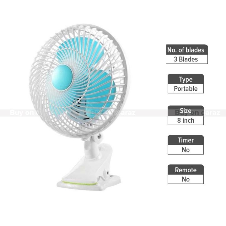 Mini Clip Electric Fan- Blue/White