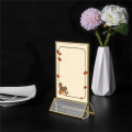 Acrylic Sign Holder Gold Picture Frame Double Sided Clear Display Stand, Gold Acrylic Frames for Home Shop Restaurant Easy Install Easy to Use. 