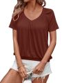 Women's Casual Summer T Shirts Dark brown S. 