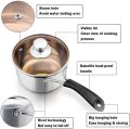16cm Saucepan with Lid Set - Small Stainless Steel Multipurpose Pot for Kitchen Cooking, Visible Lid & Heat-proof Handle, Dishwasher Safe. 
