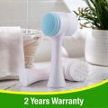 Double-Sided Facial Cleansing Brush in Blue | Silicone Acne & Blackhead Remover | Deep Skin Cleanser Tool | Soft Face Exfoliator & Massager | Reusable Pore Cleaning Brush for Gentle Daily Skincare & Makeup Removal. 