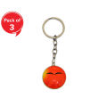 Red Angry Emoji Design Keychain- Set Of 3. 