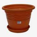 Bagmati Orange 8" Flower Pot / Gamala With Plate. 