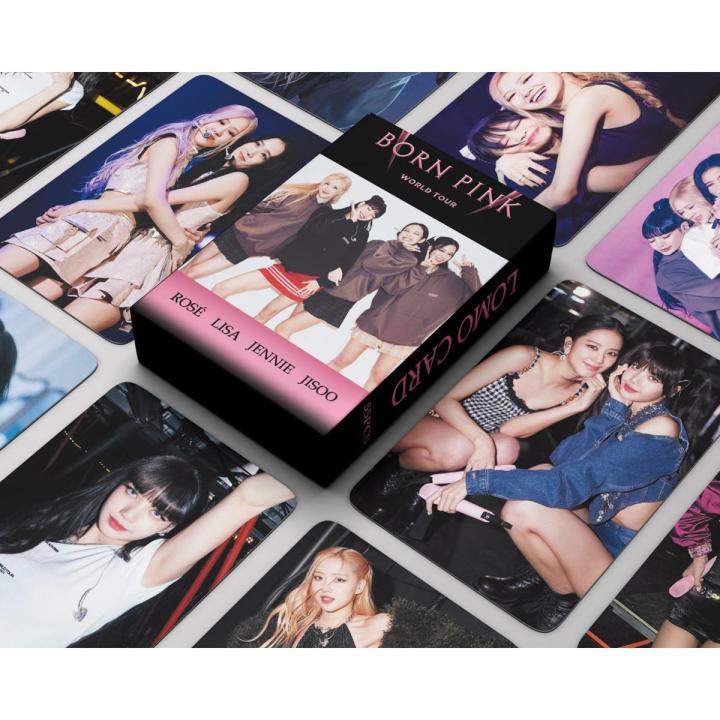 （New）55pc New Kpop Blackpink Born Pink World Tour Album Photo Card Lomo Card JIOO JENNIE ROÉ LIA Photocard