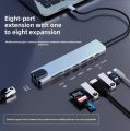 Genuine USB C Hub 8 in 1 Multifunction Adapter for MacBook & Windows- USB Docking Station, 4K HDMI, HDTV, SD, TF card, RJ45, USB C. 