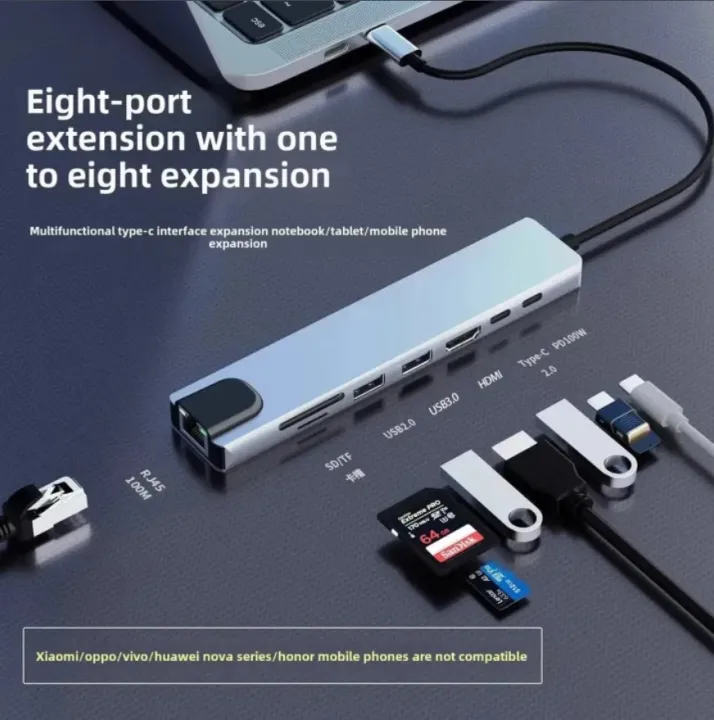 Genuine%20USB%20C%20Hub%208%20in%201%20Multifunction%20Adapter%20for%20MacBook%20&%20Windows-%20USB%20Docking%20Station,%204K%20HDMI,%20HDTV,%20SD,%20TF%20card,%20RJ45,%20USB%20C%20-%20Image%202