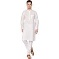 White Solid Pure Cotton Traditional Kurta Pajama Set For Pooja Brataband Marriage Occasion For Men. 