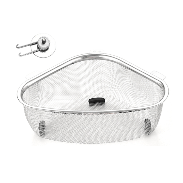 Triangle Sink Drain Basket Kitchen Triangle Filter Basket Fruit and Vegetable Storage Drain Rack Basket Easy Install Easy to Use B