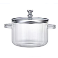 Glass Saucepan Clear Cooking Pot Soup Pot Heating Dual Handles Glass Saucepan with Cover Easy to Use Silver. 
