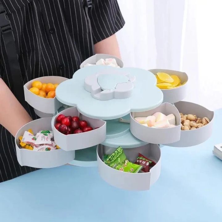 Double Layer Snack & Candy Organizer Box | Rotating Dry Fruit Storage ...