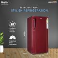 Haier 185L 2 Star Direct Cool Single Door Refrigerator(HRD-2052BRB, Red Steel). 