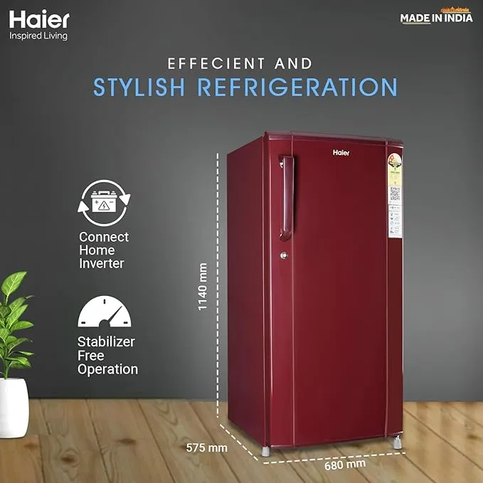Haier%20185L%202%20Star%20Direct%20Cool%20Single%20Door%20Refrigerator(HRD-2052BRB,%20Red%20Steel)%20-%20Image%207