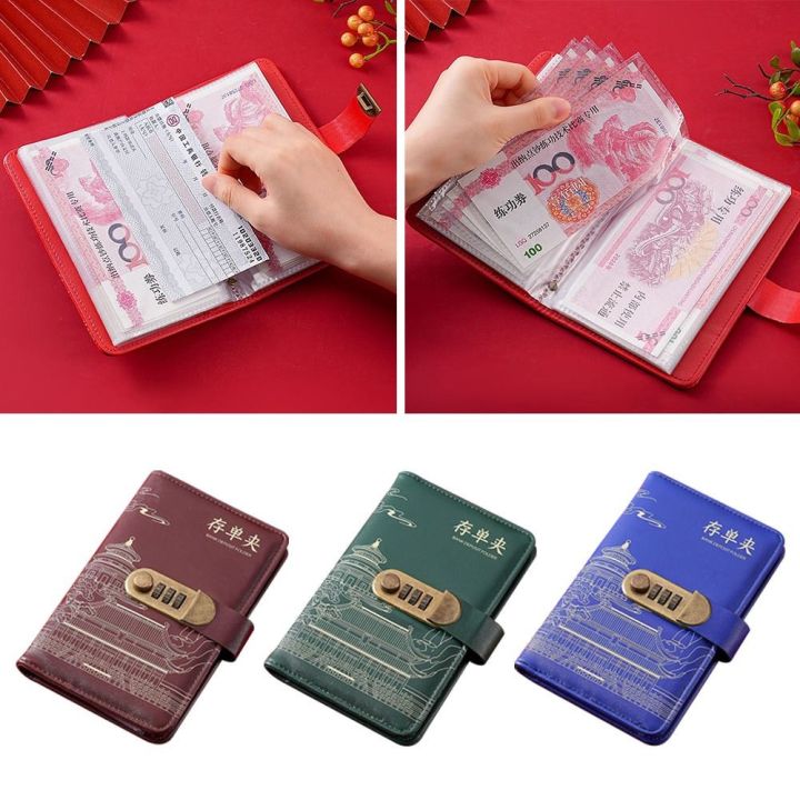 Gifts With Password Lock 100 Envelopes Money Saving Challenge Save Money PU Money Collection Book Waterproof Portable Savings Challenges Book Children