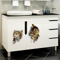 3D cute cat wall ticker Toliet decorative creative animal ticker. 