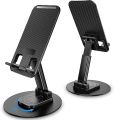 Alloy Mobile Phone Stand Holder 360° Rotatable Mobile Stand For Table Mobile Holder, Adjustable Height & Tilting, Metal Base Plastic Body. 