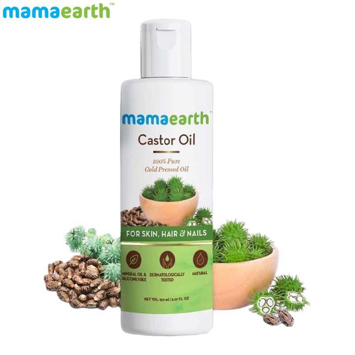 Mamaearth Castor Oil For Healthier Skin, Hair And Nails With 100% Pure And Natural Cold-Pressed Oil, 150Ml