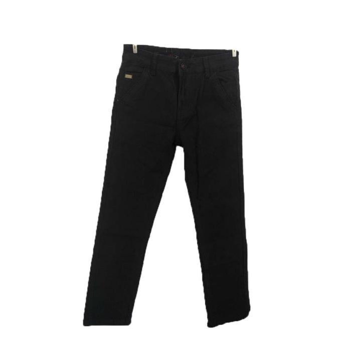 Solid Brown Cotrise Pants For Boys