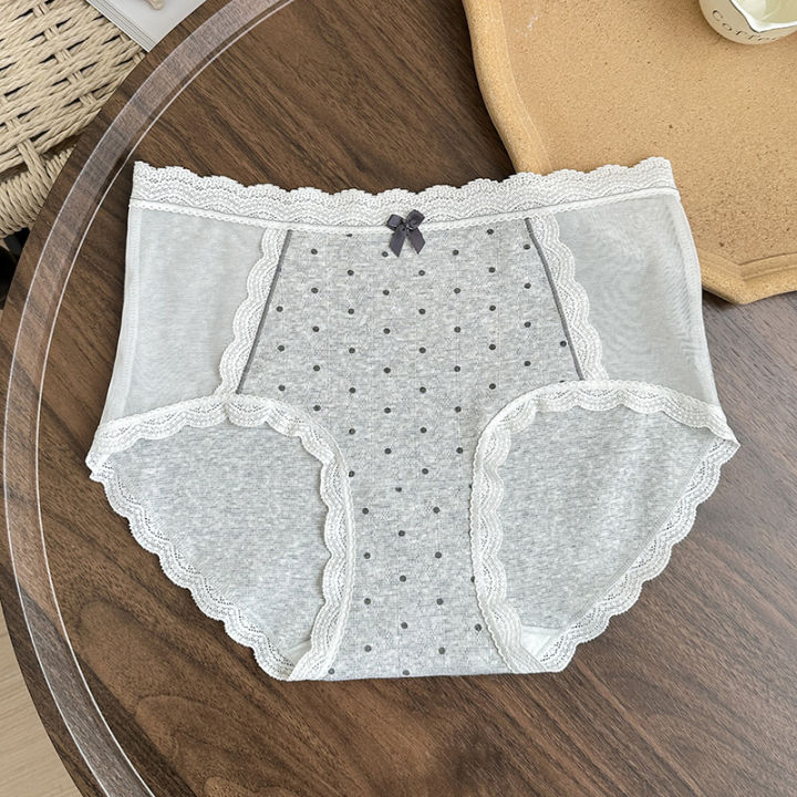 6794#%20can%20wear%20200%20kg%2010A%20bacteriostatic%20mesh%20spliced%20underwear,%20women's%20lace%20jacquard%20bow%20mid-waist%20briefs%20-%20Image%208