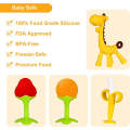 Baby Teething Toys (4 Pack) - Silicone Teethers Soothe Gums, Banana Toothbrushes, Fruit Giraffe Shapes with Storage Case | BPA-Free Teether Set for Toddlers. 