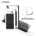 Ashunqiwen New style New Natural 4D W Shape Lashes Cilios Four Leaves C D W Eyelash Extension Private Label Wholesale Items Long Individual Lashes. 