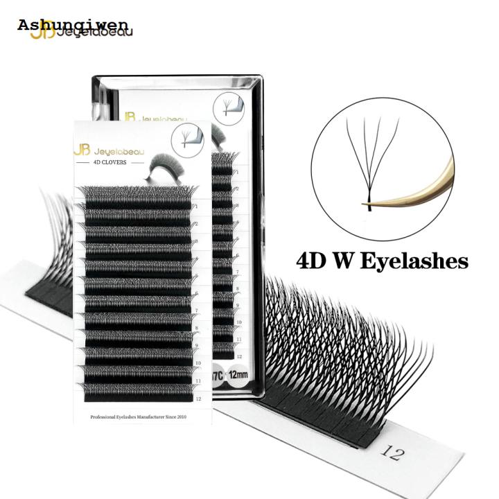Ashunqiwen%20New%20style%20New%20Natural%204D%20W%20Shape%20Lashes%20Cilios%20Four%20Leaves%20C%20D%20W%20Eyelash%20Extension%20Private%20Label%20Wholesale%20Items%20Long%20Individual%20Lashes%20-%20Image%203