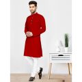 Red Pure Cotton Kurta Pajama Set For Men - Fashion | Kurtha For Men | Pajama Set For Men | Men'S Wear. 