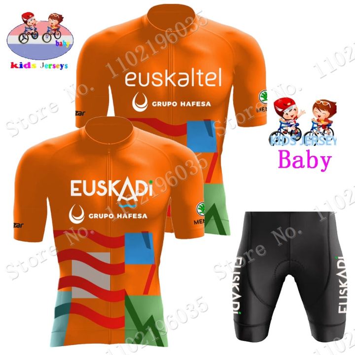 NEW ARRIVAL 2023 Kids Cycling Jersey Euskaltel Euskadi Team Set Boys Girls Cycling Clothing Children Road Bike Suit