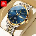 S_way OLEVS 9956 Mens Watch Original Fashion Automatic Mechanical Watch For Man Waterproof Luminous Reloj Hombre Dual Calendar Display. 