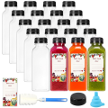 ARELENE 20Pcs 12oz Empty Plastic Juice Bottles with Caps,Reusable Water Bottles, Clear Containers with Black Tamper Evident Lids. 