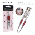 DISICHEN New 1PC LED Eyebrow Tweezer Oblique Tip Stainless Steel Eyebrow Trimming Clip Eye Hair Removal Prune False Eyelash Clamp Makeup Tool. 