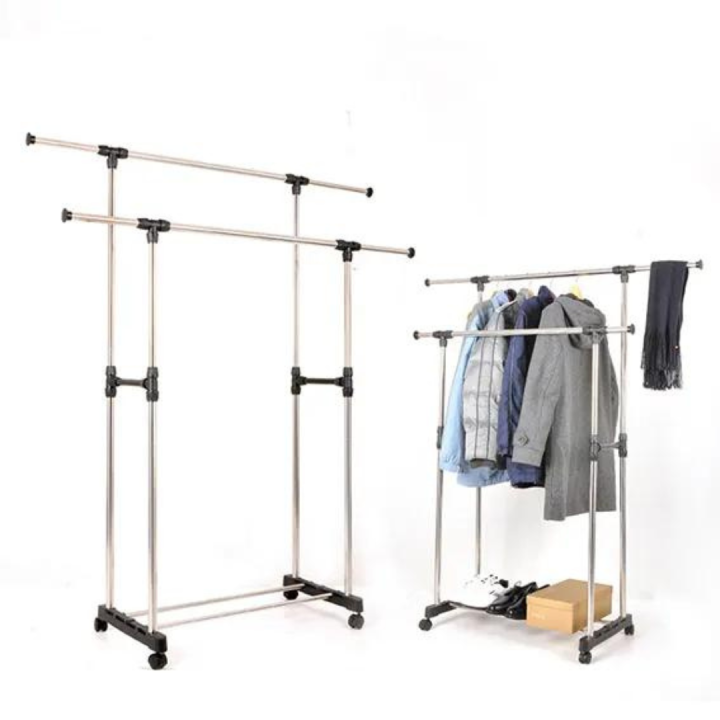 Double Pole Hanger Clothes Stand and Coat Rack